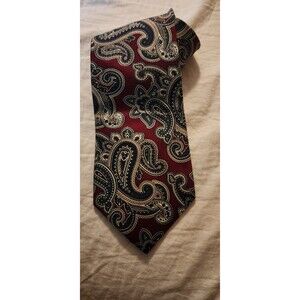 Christian Dior Monsieur Tie Mens Paisley 100% Silk Made In USA Neck Burgundy
